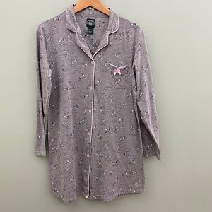 Laura Ashley Sleep Shirt Womens Large Grey Scottie Dog Westie Nightgown